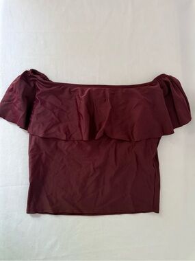 Kortni Jeane Ruffle Around Swim Top Eggplant